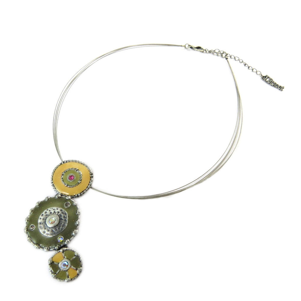 Collier Créateur \'Mimosas\' gris ocre - [E2468]