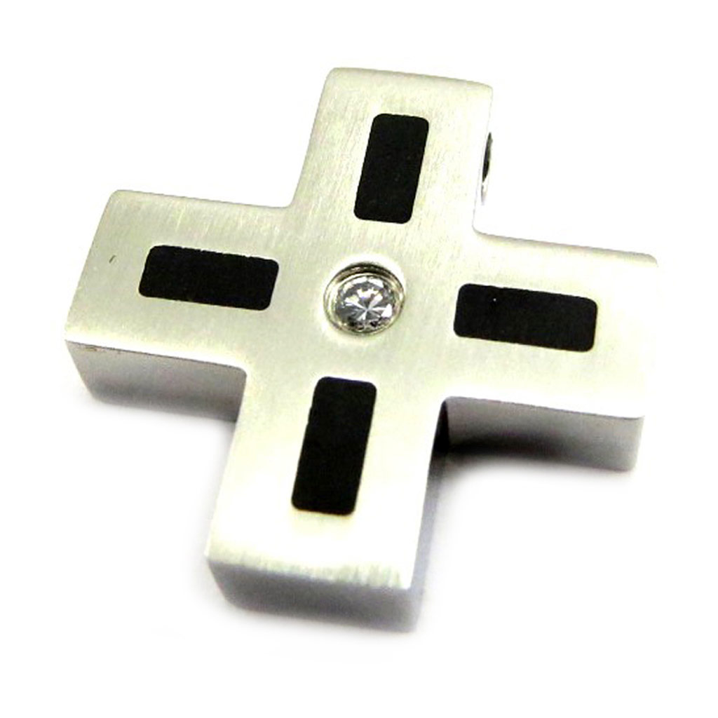Pendentif Homme \'Croix\' Blanc Noir  - [E4245]