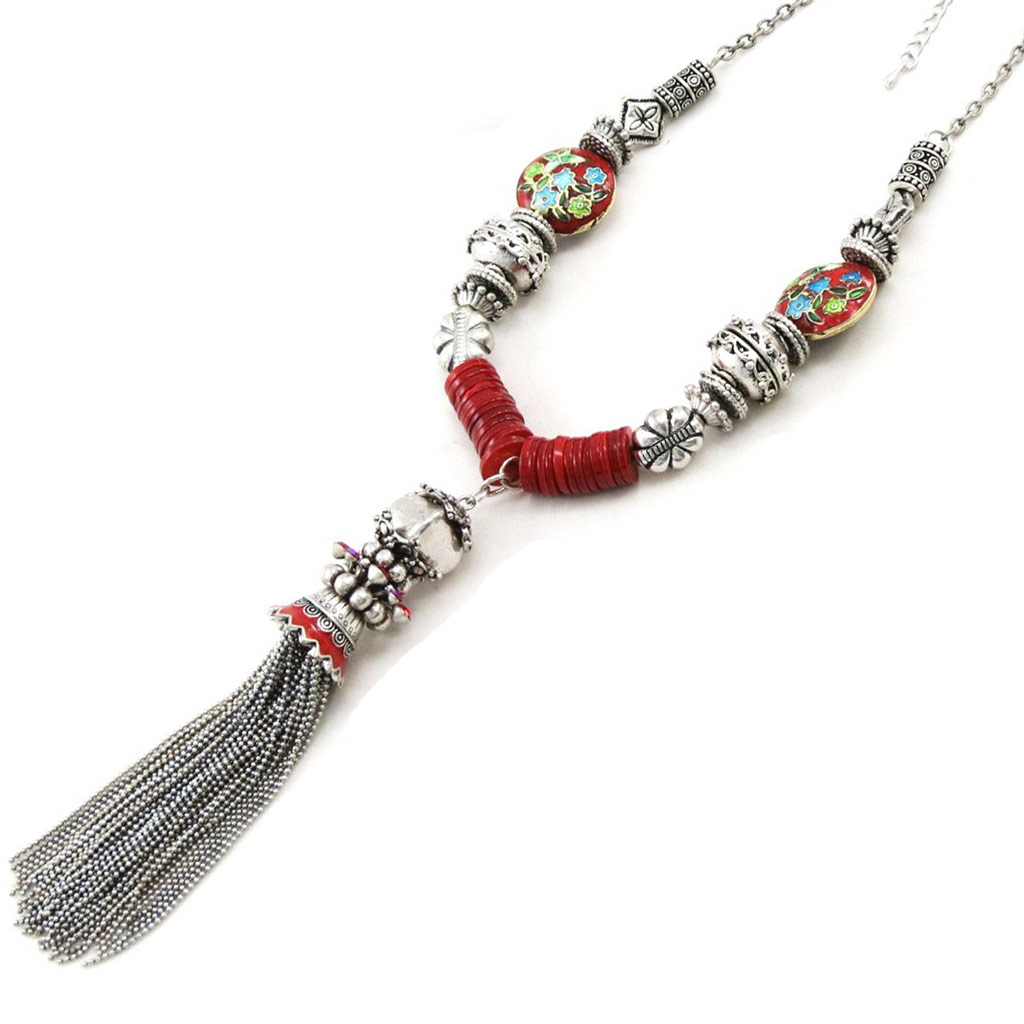 Collier Créateur \'Meditation\' Rouge  - [E5823]