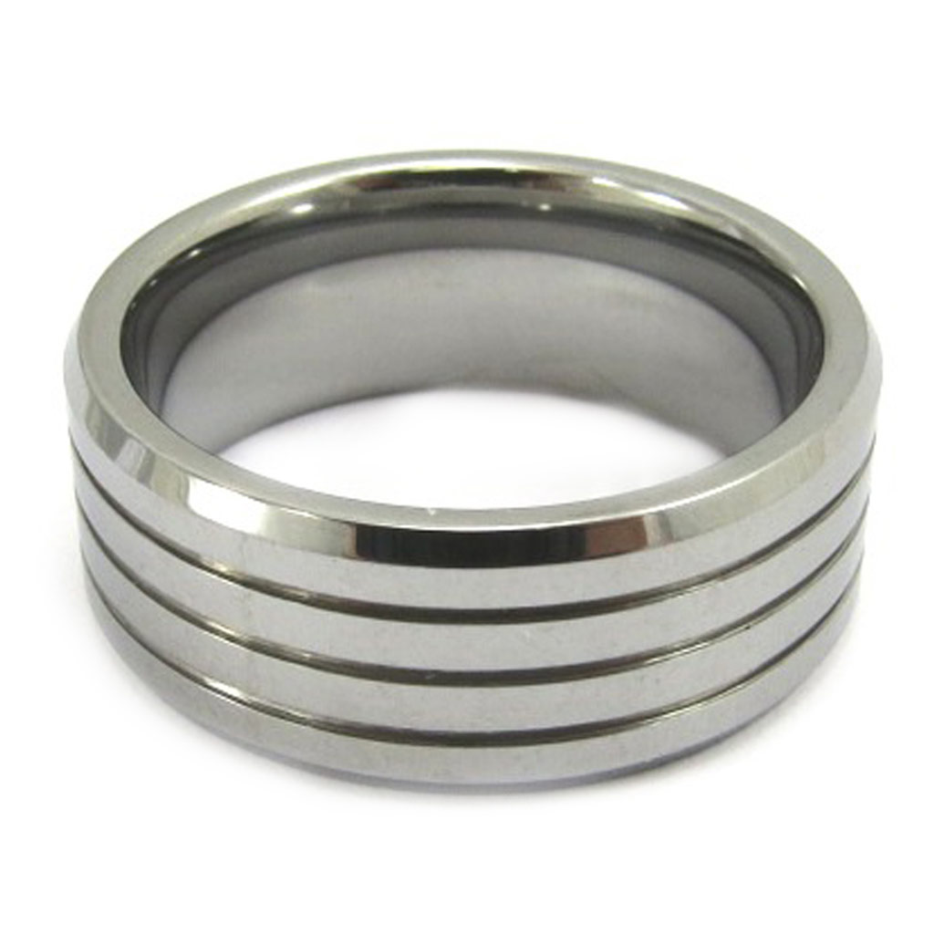 Bague Tungstene \'High Tech\' Gris Métal  - [E5977]