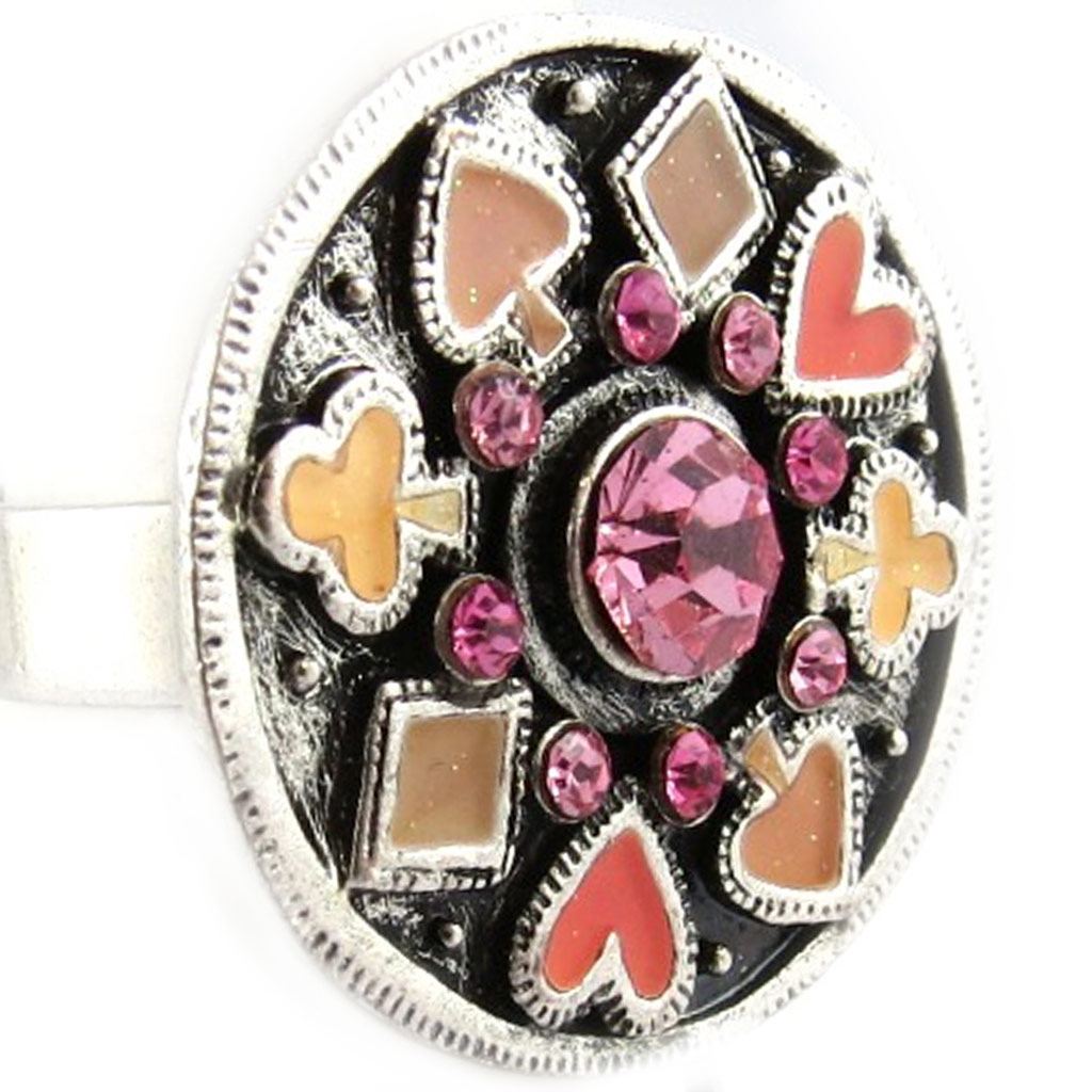 Bague Créateur \'Jeu de Cartes\' Rose  - [E6566]