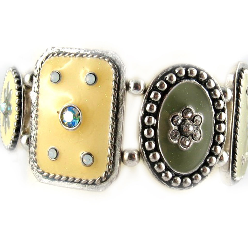 Bracelet Créateur \'Oxana\' beige gris  - [E6641]