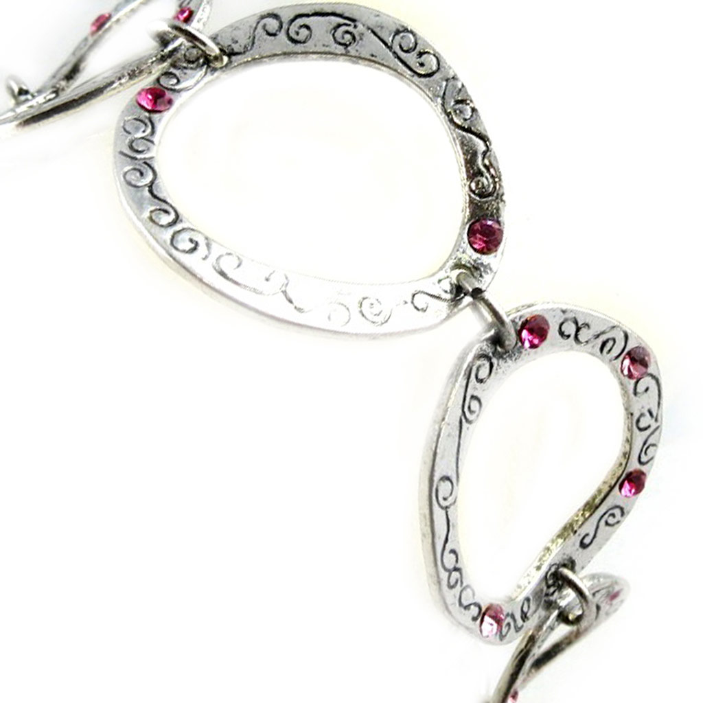 Bracelet Créateur \'Rock Connection\' Rose Argenté  - [E6667]