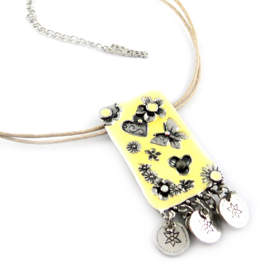 Collier Créateur \'Ode Papillons\' beige - [E6678]