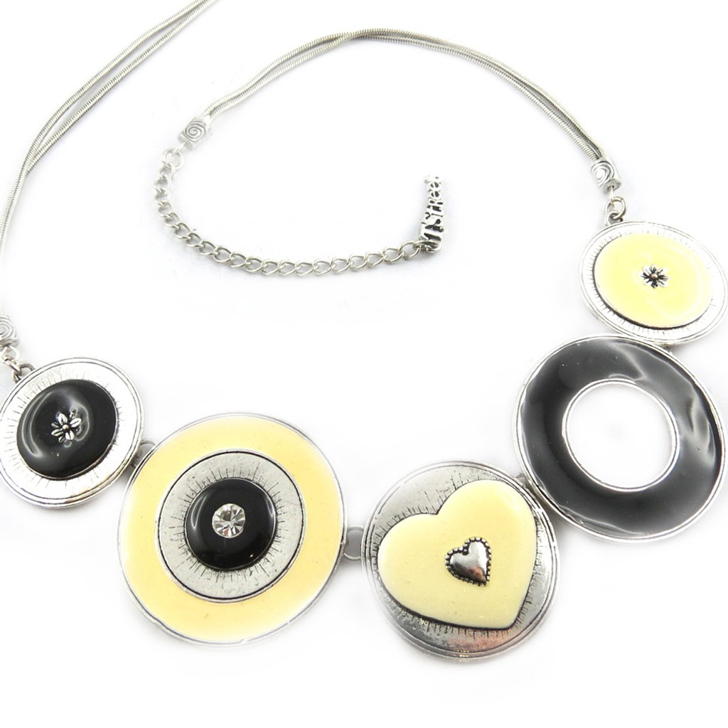 Collier Créateur \'Babouchka\' Beige Noir  - [E7013]