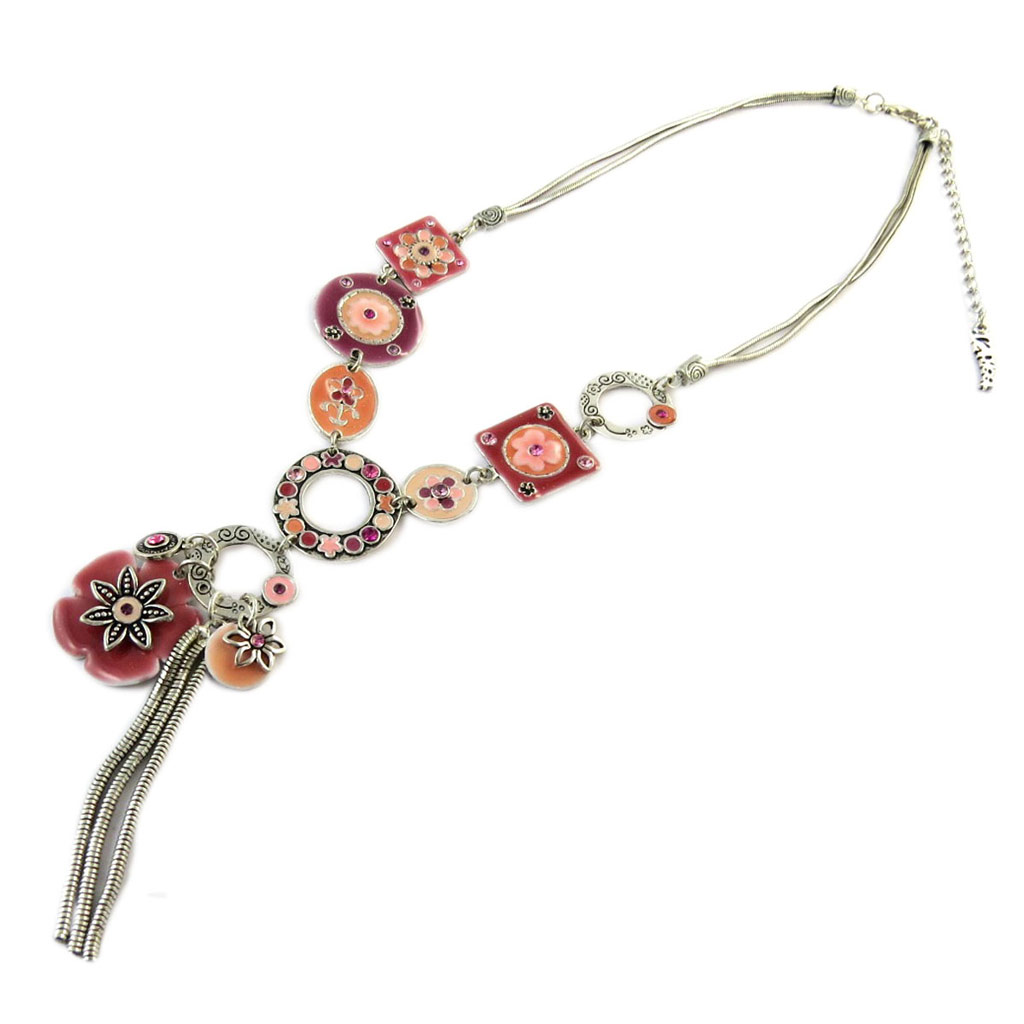 Collier Créateur \'Bouquet Fleury\' Rose - [E7019]
