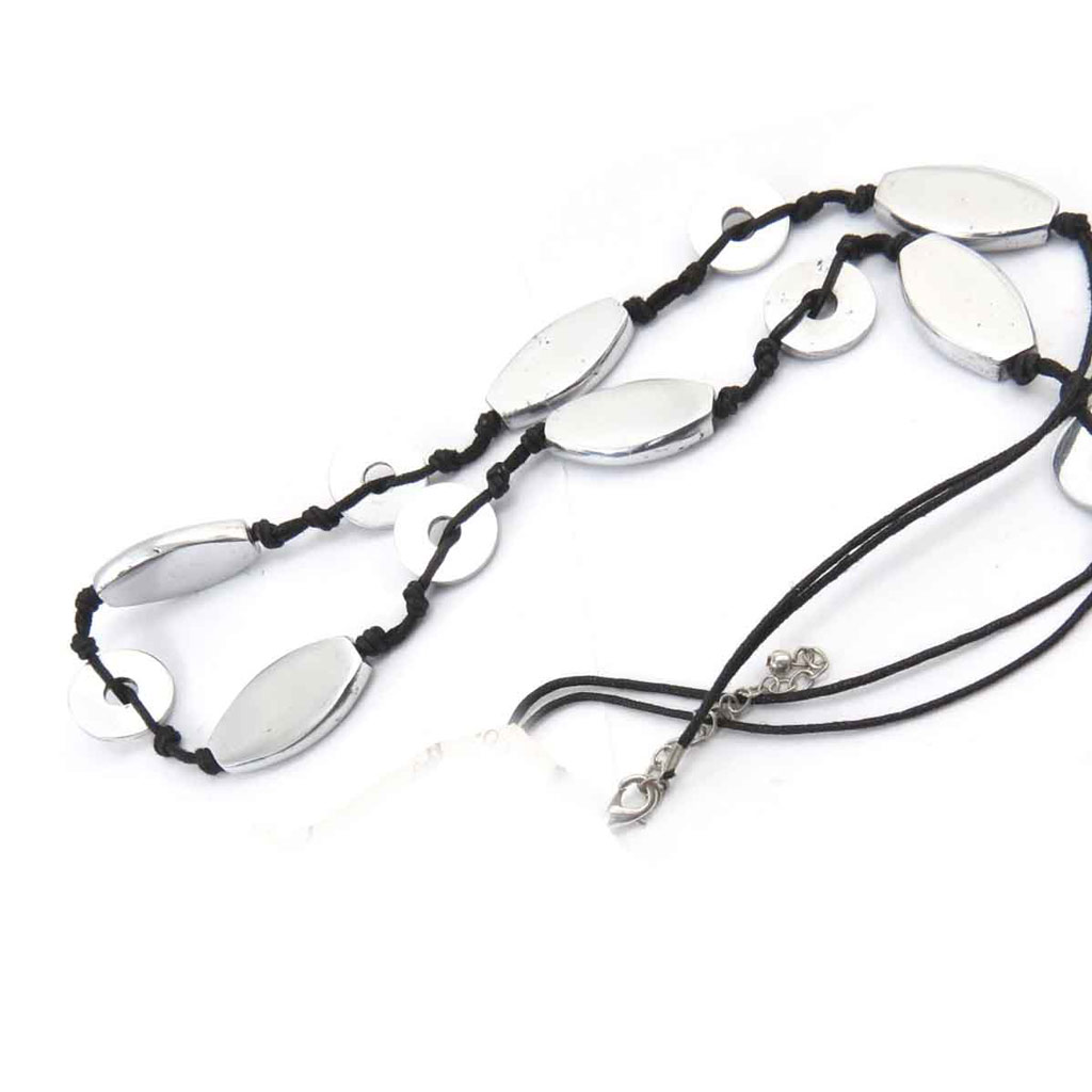 Sautoir Collier Créateur \'Kilimanjaro\' Noir Gris Argenté - [E7212]