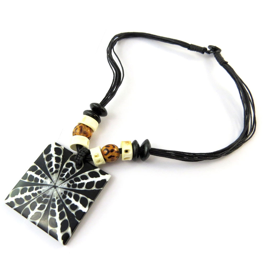 Collier Créateur \'Kilimanjaro\' Noir Blanc - [E7213]