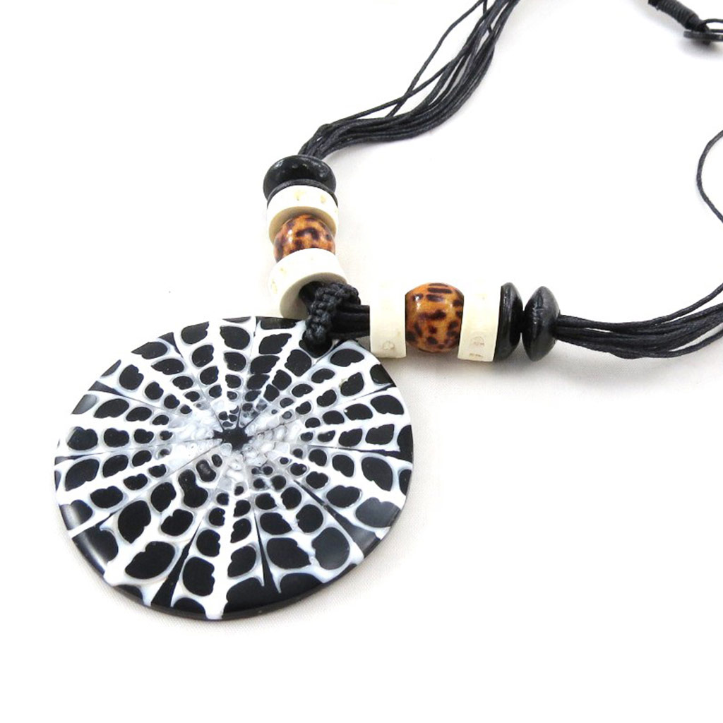Collier Créateur \'Kilimanjaro\' Noir Blanc - [E7214]