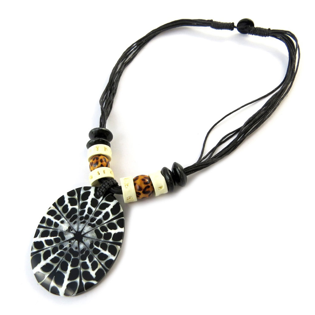 Collier Créateur \'Kilimanjaro\' Noir Blanc - [E7215]
