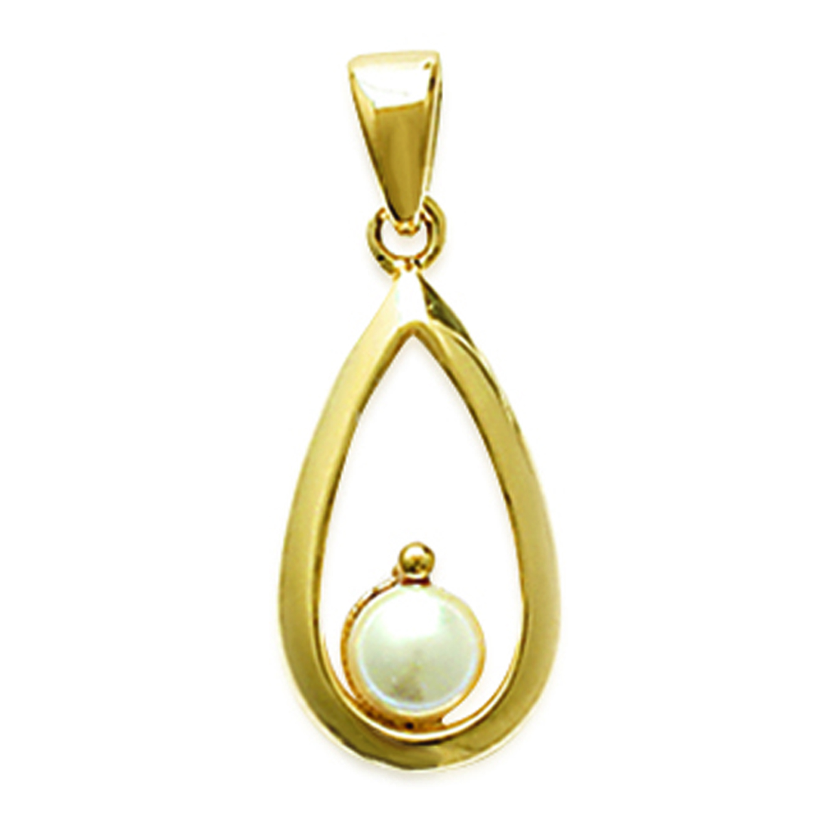 Pendentif Plaqué Or \'Eva\' Blanc Doré - 25x10 mm - [E7582]