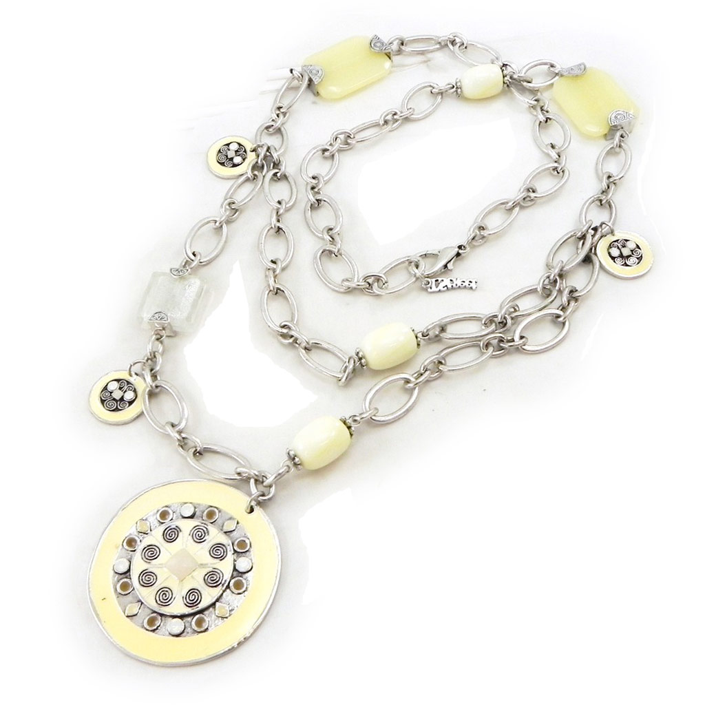 Sautoir Créateur \'Tijuana\' Beige Ivoire - [E8898]