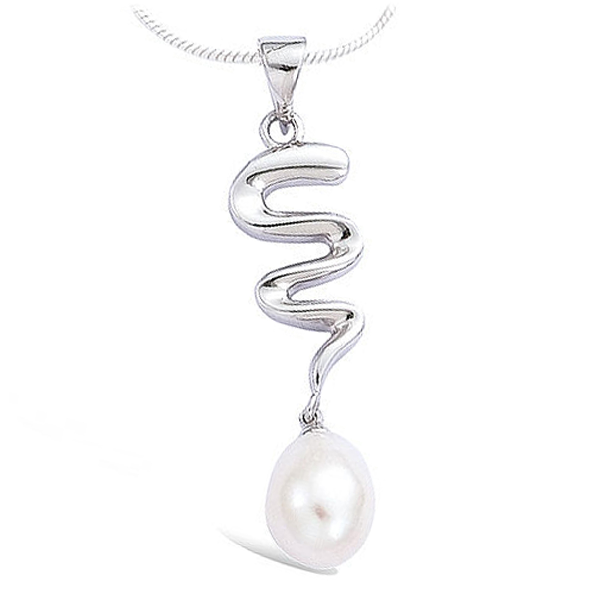 Pendentif Argent \'Pearl Beauty\' blanc argenté (rhodié) - 10x33 mm - [E9186]