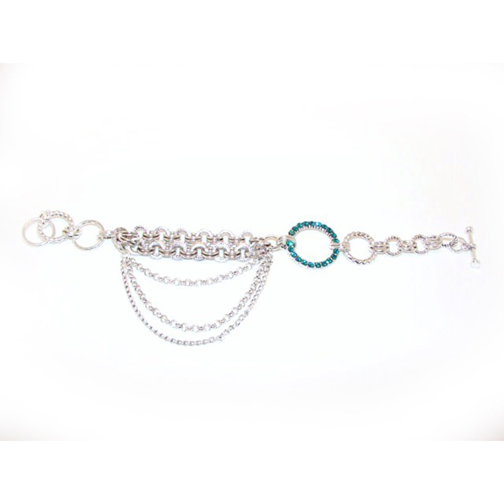 Bracelet Créateur \'Sissi\' Turquoise Argenté - [F2856]