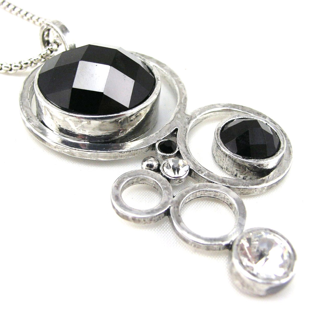 Collier Créateur \'Mélusine\' Noir Blanc - [F4347]
