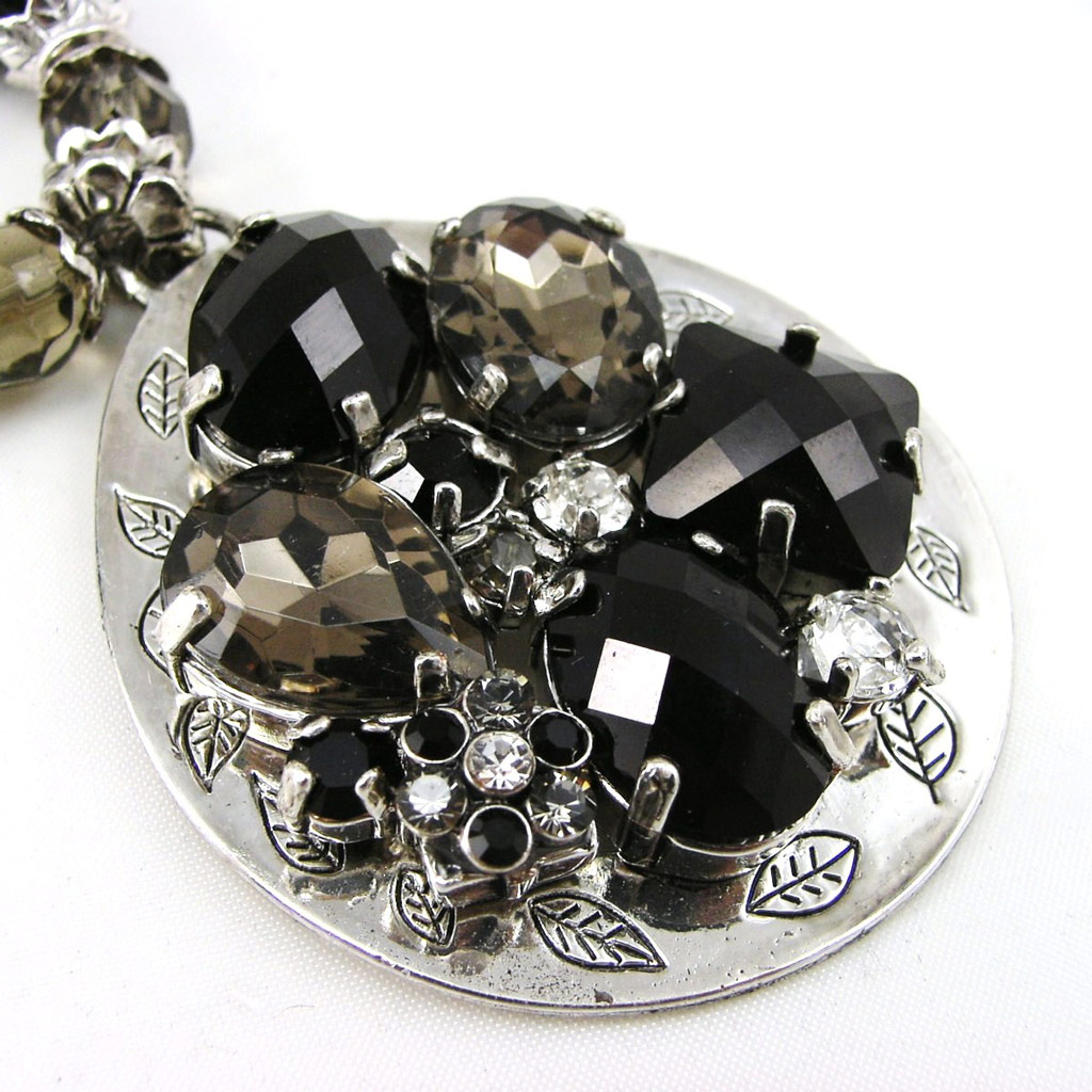 Collier Créateur \'Mélusine\' Noir Gris - [F4352]