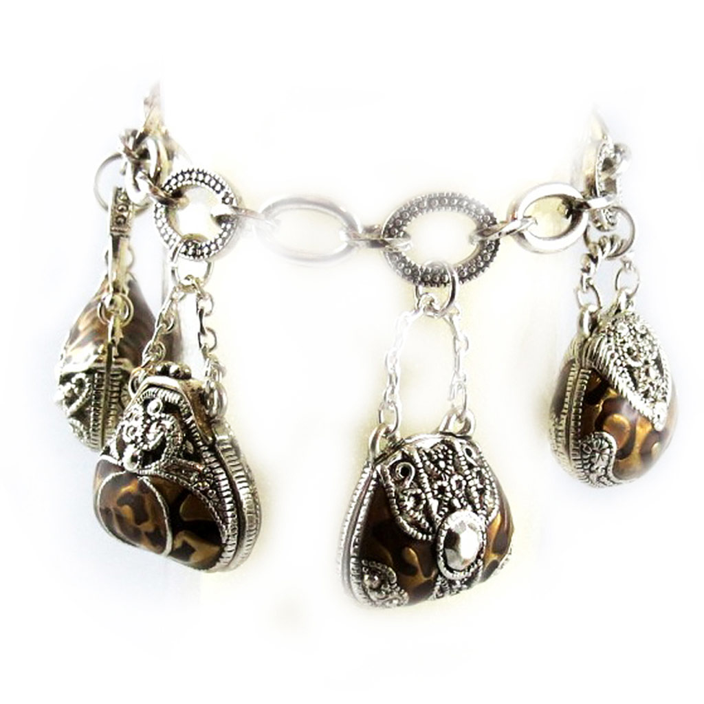 Bracelet Créateur \'Belle Epoque\' Marron Argenté - [F4699]