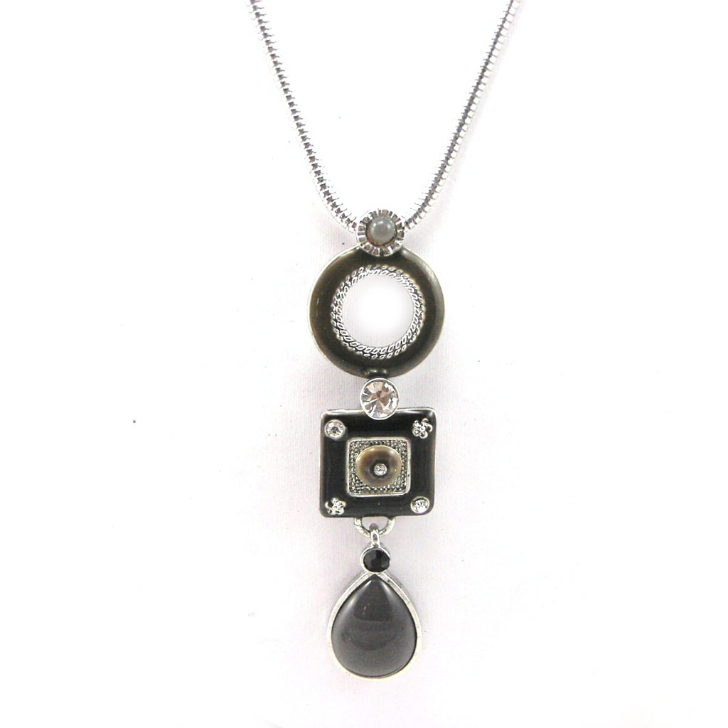 Collier Créateur \'Esmeralda\' Gris Noir - [F6033]