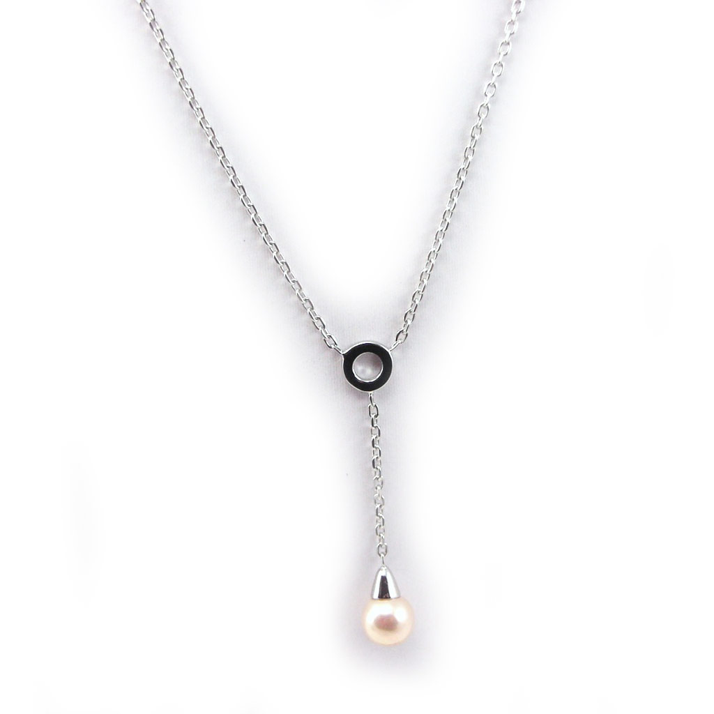Collier Argent \'Pearl Beauty\' Blanc Argenté - [F7102]