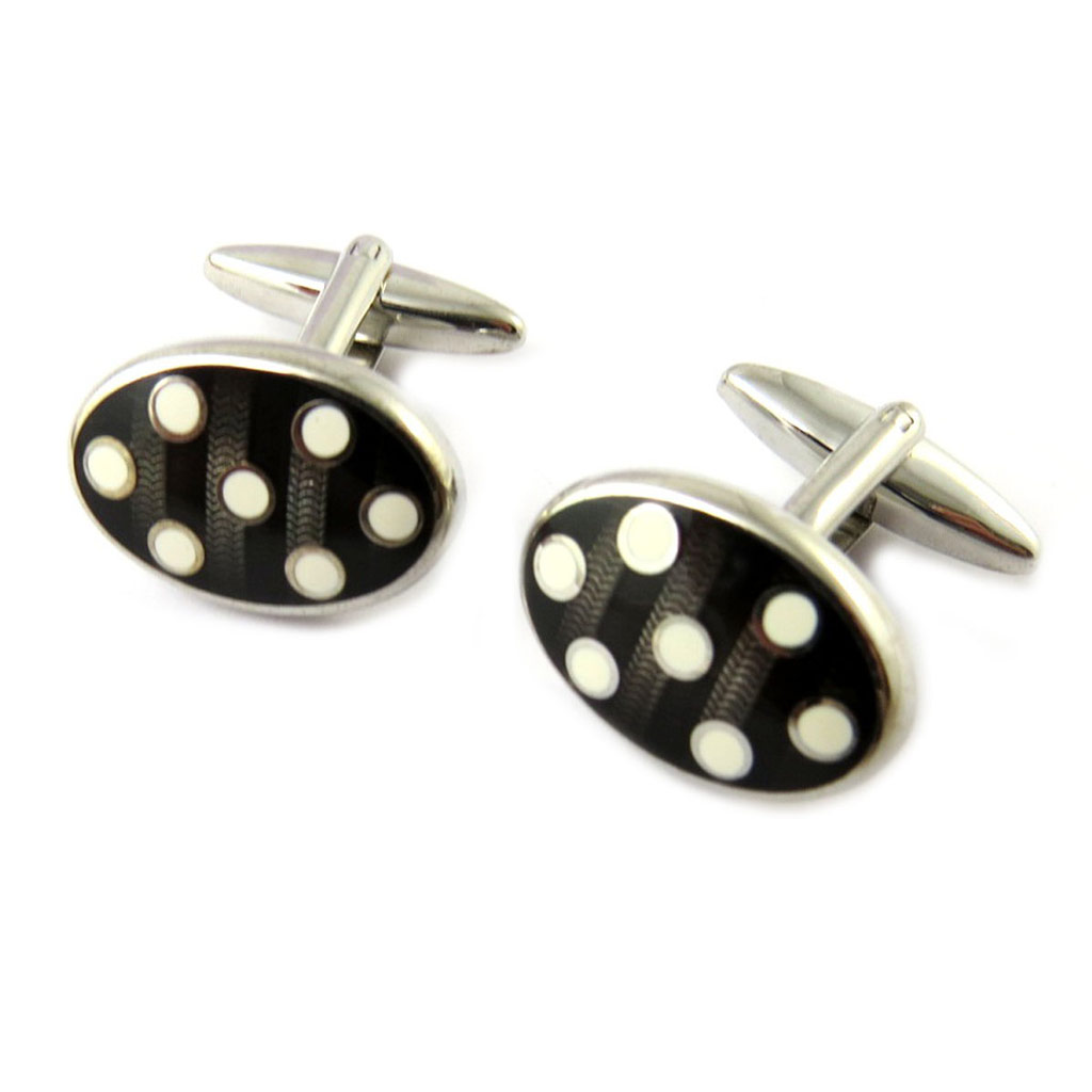 Boutons de Manchettes \'Sérénité\' noir blanc - [F8203]