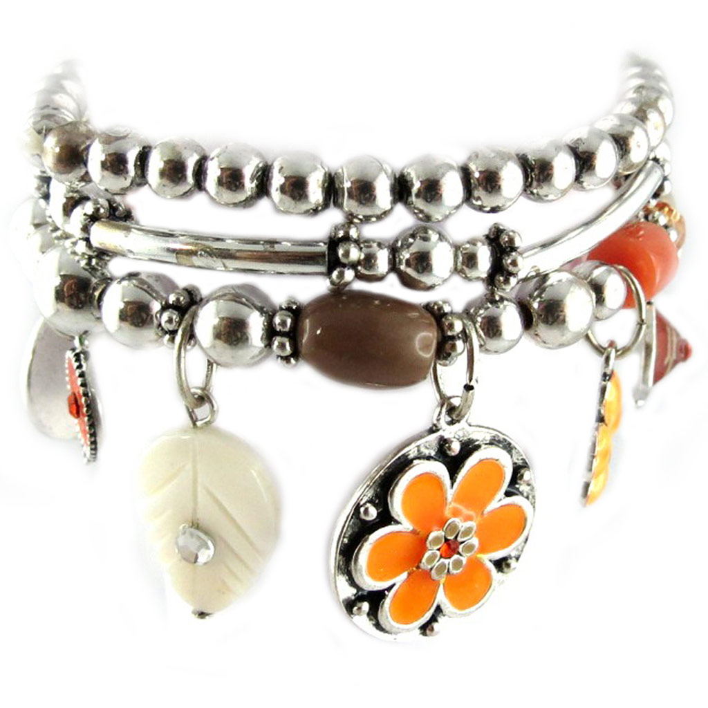 Bracelet Créateur \'Bouquet Fleury\' orange - [G0176]