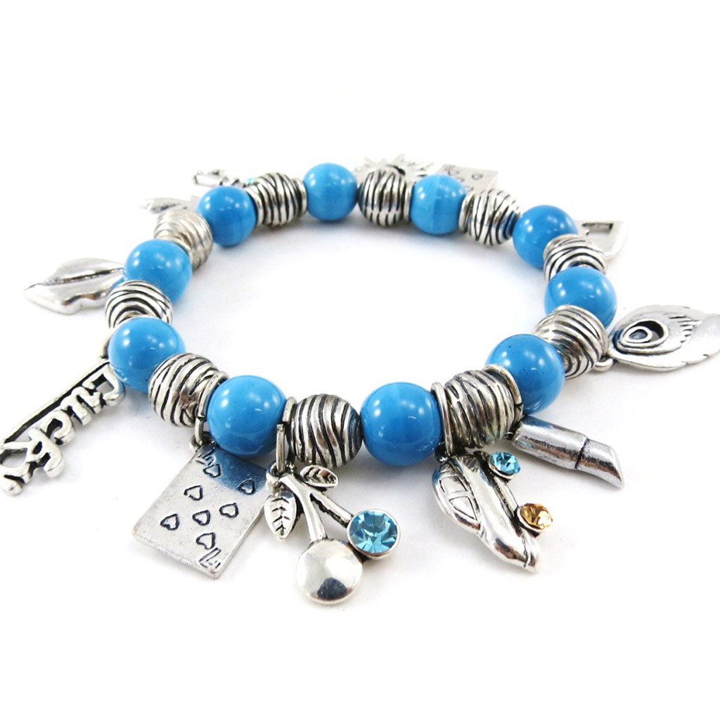 Bracelet Créateur \'Gypsy\' turquoise argenté - [G0331]