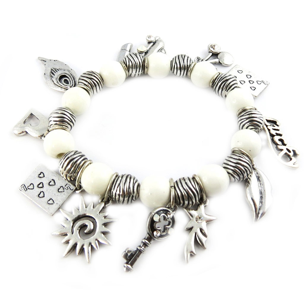 Bracelet Créateur \'Gypsy\' blanc argenté - [G0332]