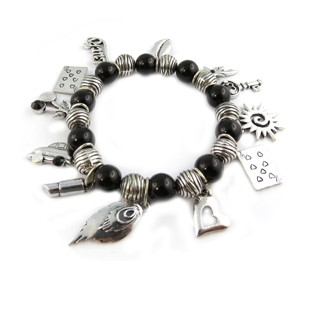 Bracelet Créateur \'Gypsy\' noir argenté - [G0333]