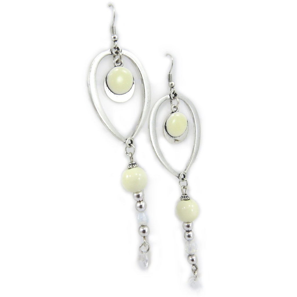 Boucles Créateur \'Princesse Pop\' ivoire argenté - [G0445]