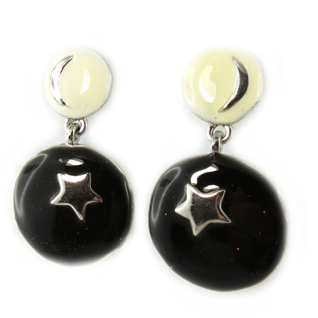 Boucles Créateur \'Nuit Etoilée\' noir beige - [G0466]