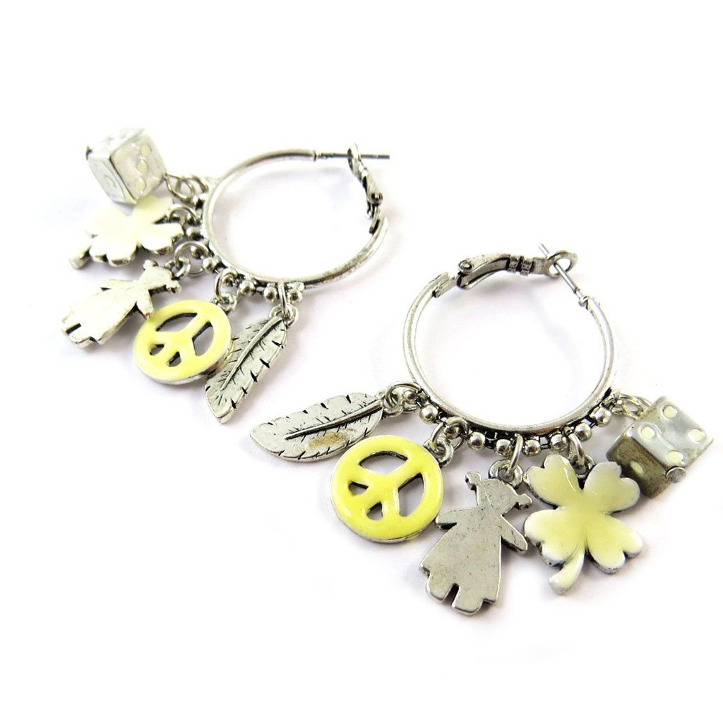 Créoles Créateur \'Emilie\' jaune argenté - [G0474]