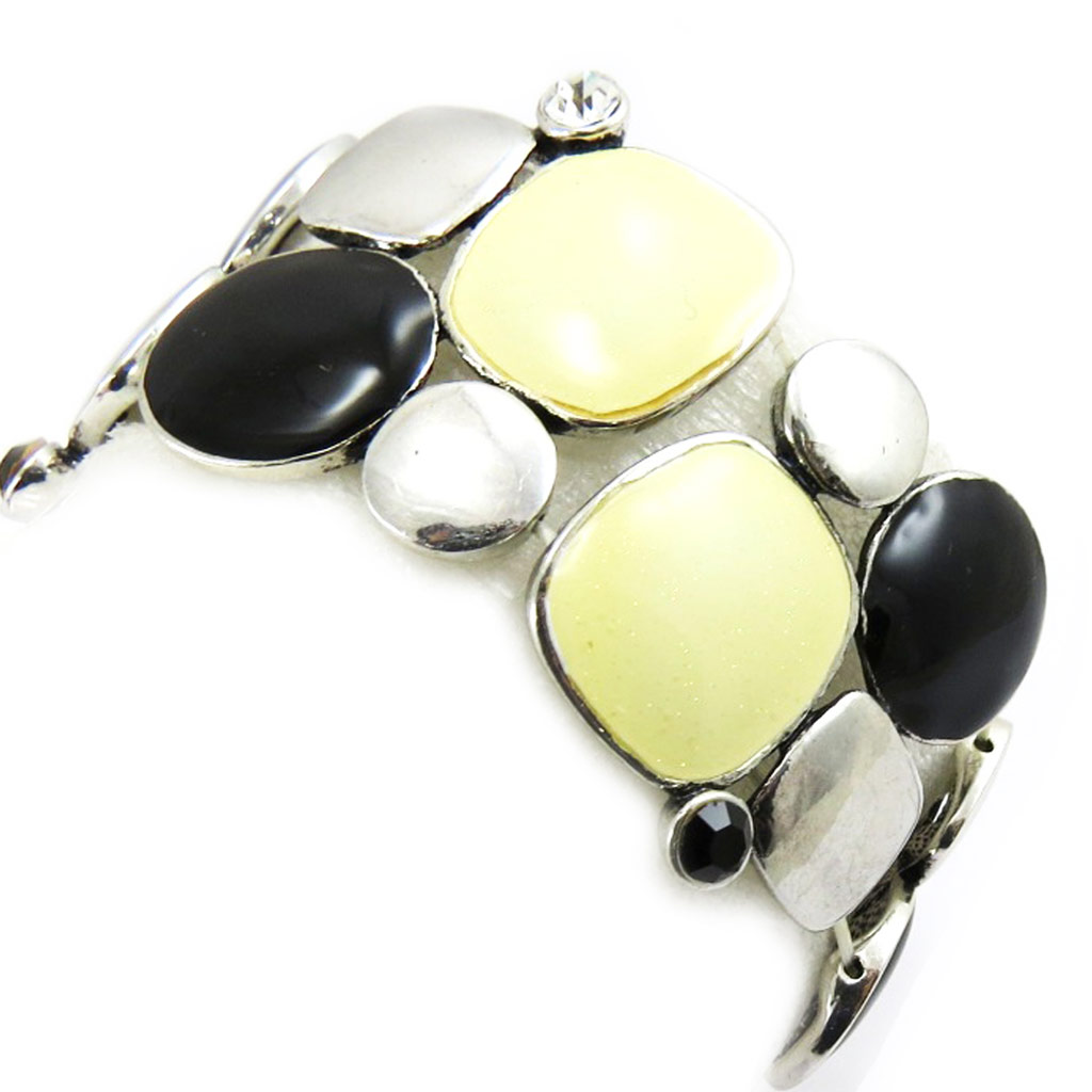 Bracelet Créateur \'Princesse Pop\' beige noir - [G2580]