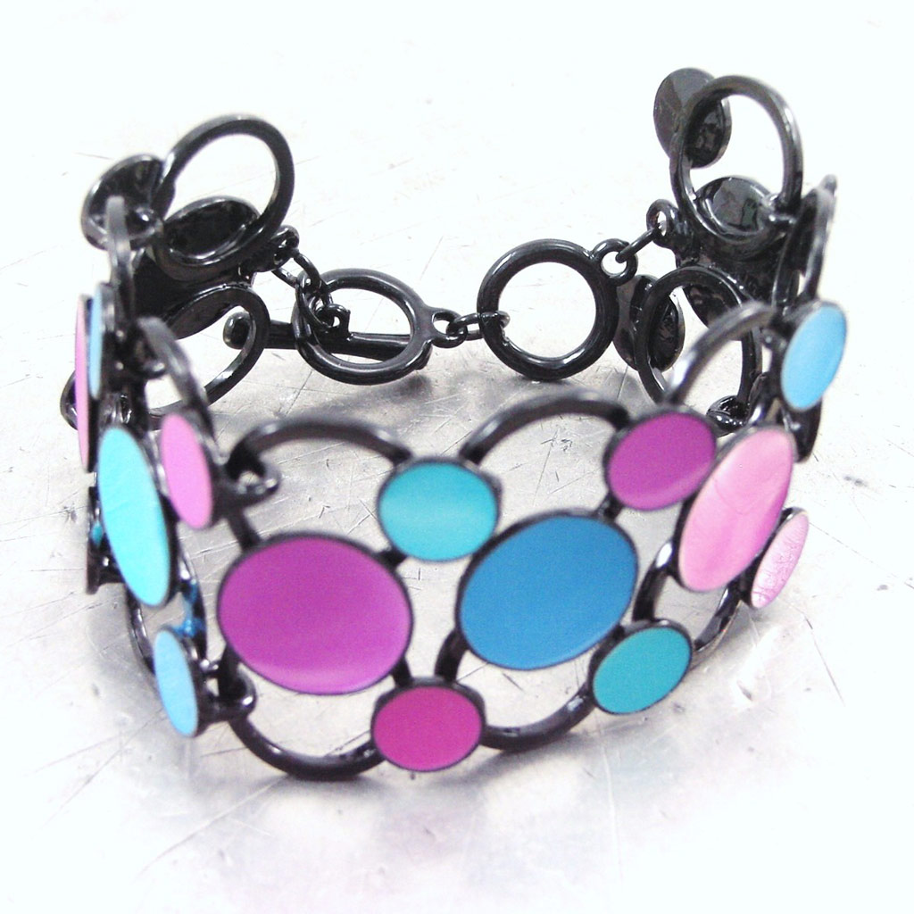Bracelet Créateur \'Arlequin\' bleu rose - [G5506]