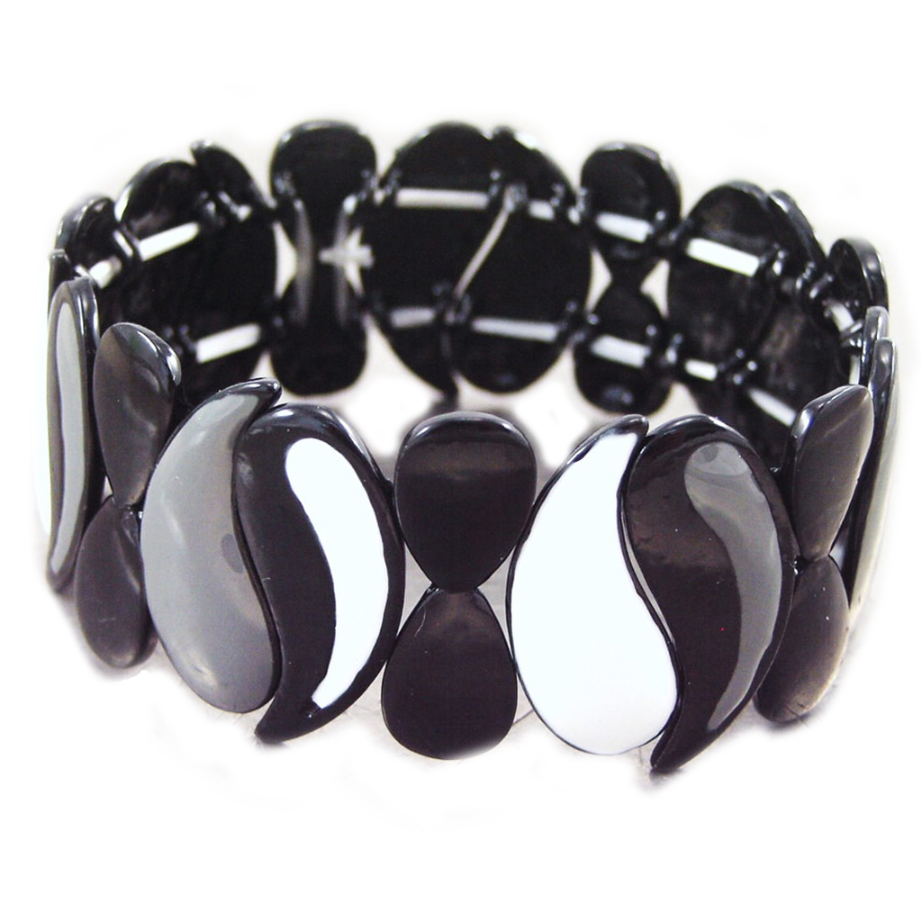 Bracelet Créateur \'Arlequin\' noir blanc  - [G5524]