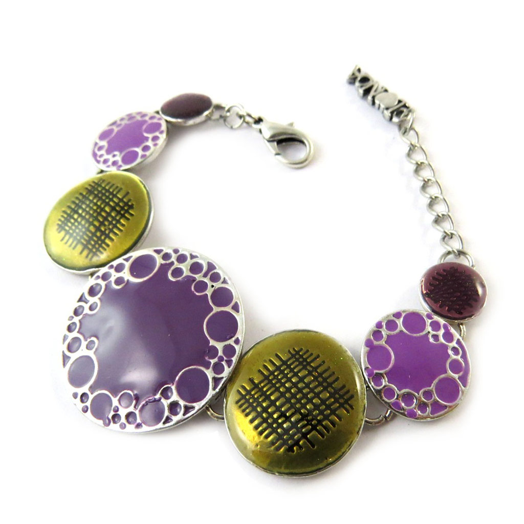 Bracelet Créateur \'Princesse Pop\' violet jaune - [G5534]