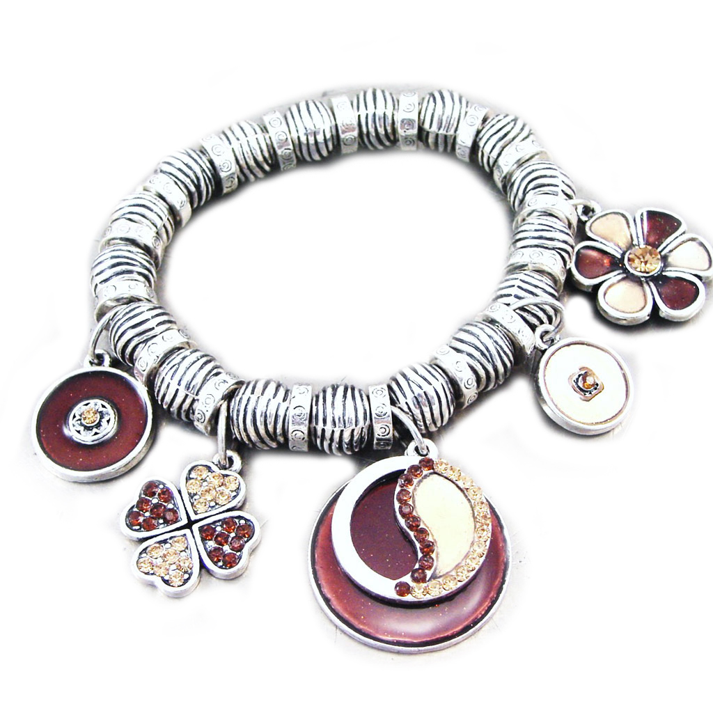 Bracelet Créateur \'Emilie\' marron argenté - [G5540]