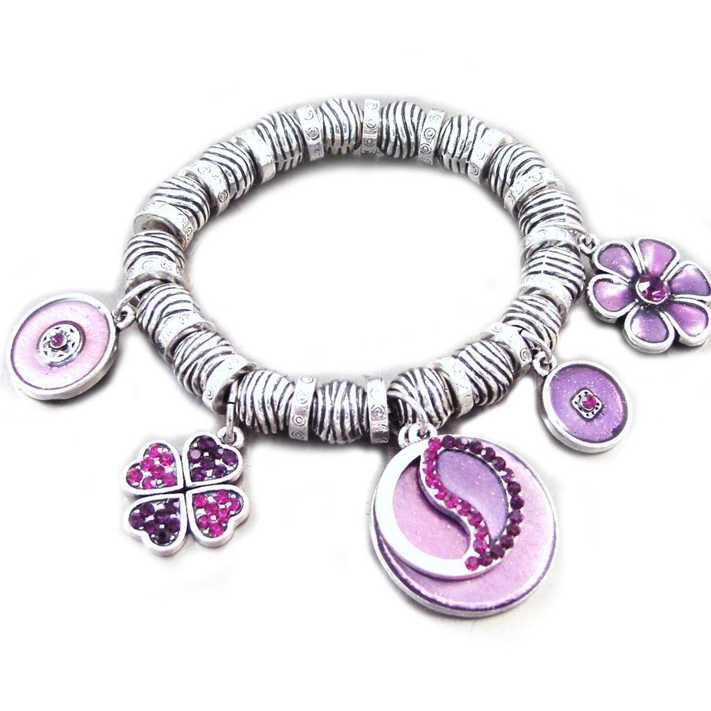 Bracelet Créateur \'Emilie\' violet argenté - [G5541]