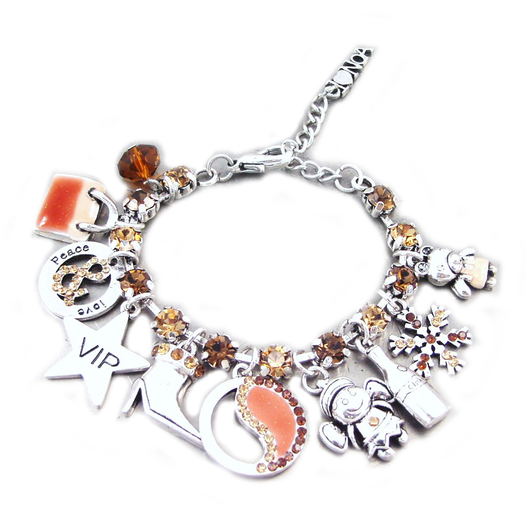 Bracelet Créateur \'Emilie\' marron argenté - [G5542]