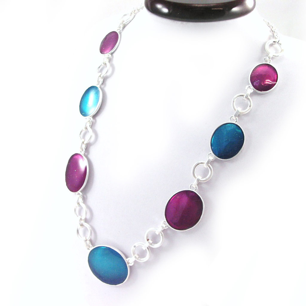 Collier Créateur \'Nora\' turquoise rose - [G5946]