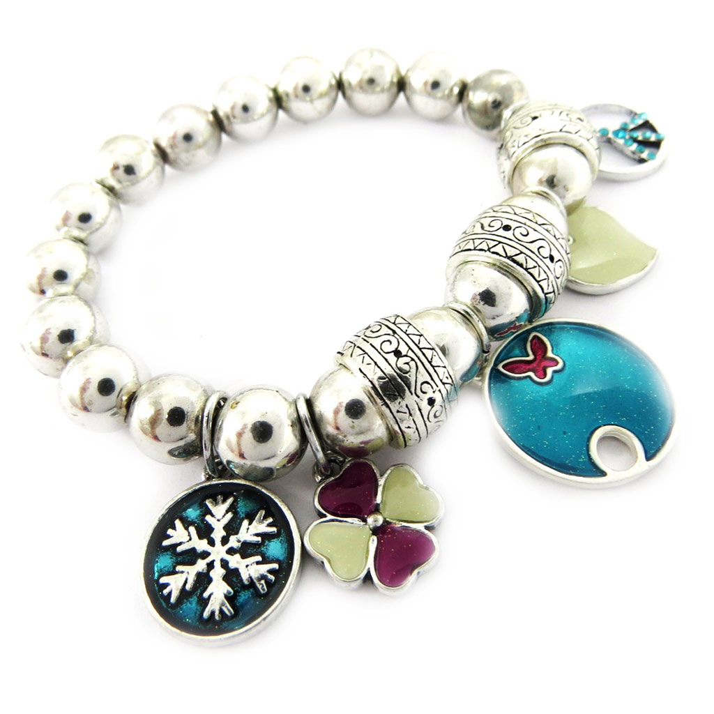 Bracelet Créateur \'Princesse Papillon\' turquoise rose - [G6022]