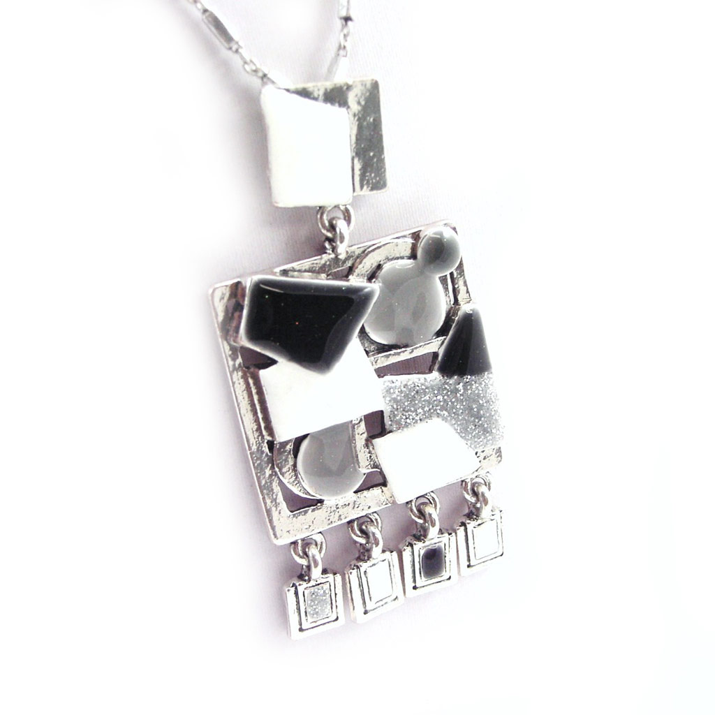 Collier Créateur \'Anamaya\' noir gris - [G6116]