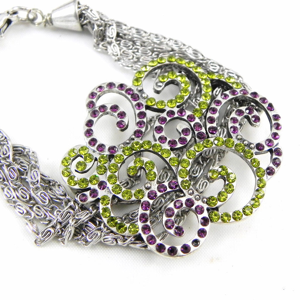 Bracelet Créateur \'Sissi\' vert violet - [G8273]