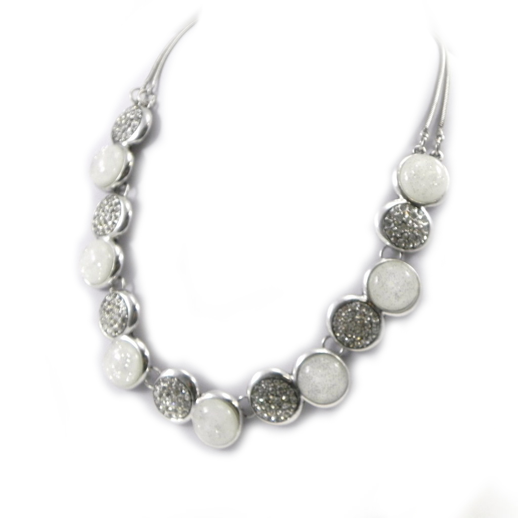 Collier Créateur \'Sissi\' blanc - [G8326]