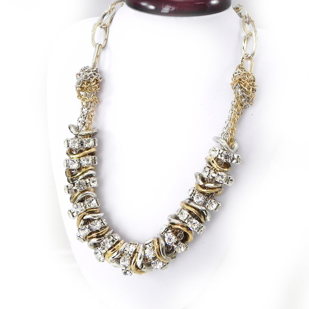 Collier Créateur \'Kilimanjaro\' doré argenté - [G8710]