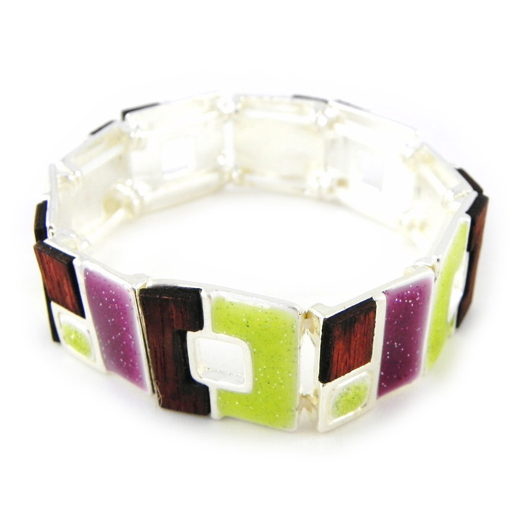 Bracelet Créateur \'Bora Bora\' vert violet - [H0853]