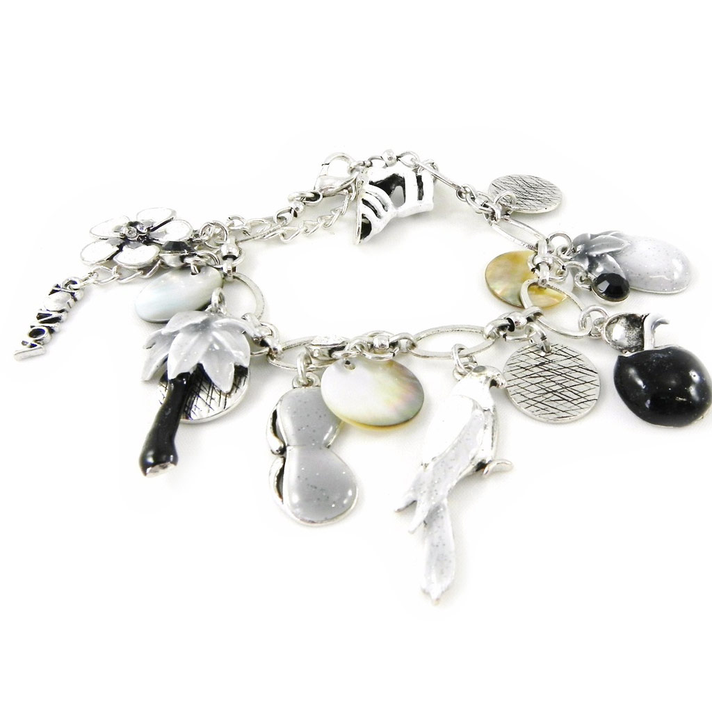 Bracelet Créateur \'Sous les Tropiques\' gris noir - [H0860]