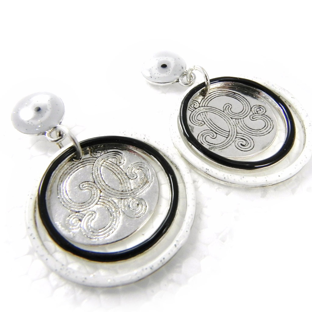 Boucles Créateur \'Acapulco\' noir gris  - [H1910]