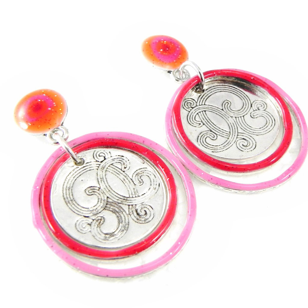 Boucles Créateur \'Acapulco\' rouge rose  - [H1913]