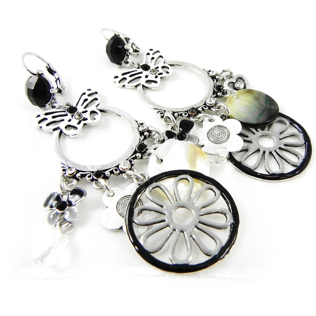 Boucles Créateur \'Vahiné\' gris noir - [H1929]