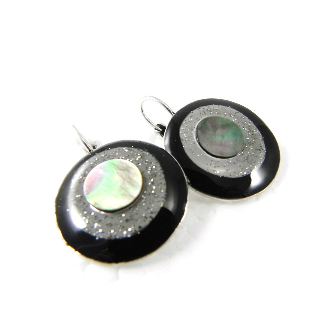 Boucles Créateur \'Bora Bora\' noir gris - [H1938]